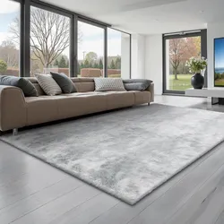 VEVOR Hochflor Teppich 2743x1829 mm, flauschiger Wohnzimmmerteppich mit dreilagigem Material, Bodenteppiche für Wohnzimmer, Schlafzimmer, Wintergarten, fusselfrei & weich, rutschfest, Grau-Mix