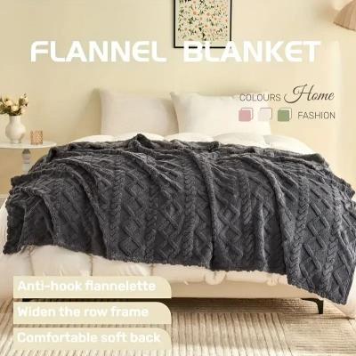 Uplift Essentials Ultra Soft 3D Plush Fleece Blanket Luxurious Dense Weave Flannel Throw For Exceptional Warmth dark Gery l