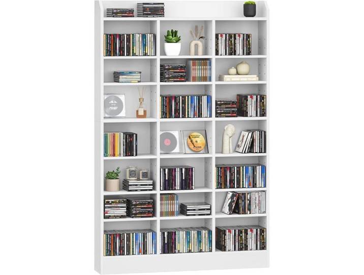 Étagère Bibliothèque Rangements pour CD et DVD 8 Niveaux Meuble de Rangement multimédia Armoire de Rangement CD pour 747 CDs Blanc