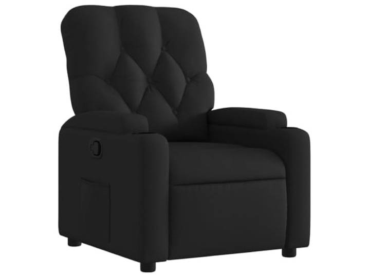 HAQWRDQSG Relaxsessel mit Liegefunktion Stoff TV Sessel Schwarz Ergonomischer Ruhesessel fürs Wohnzimmer mit manueller Liegefunktion, Becherhaltern und Seitentasche in Schwarz.