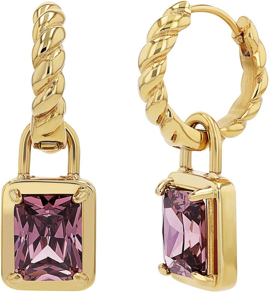 Joop! Paar Creolen JOOP "Schmuck, Geschenk", lila (gelbgoldfarben, lila, lila), Ohrringe, Damen, 18mm, Edelstahl, Paar Creolen, mit Zirkonia (synth.)