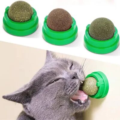 Youfap Market Cat Grass Snack, Natural Catnip Cat Wall Stick on Ball Toy, Healthy Digestive Treats For Cats blue