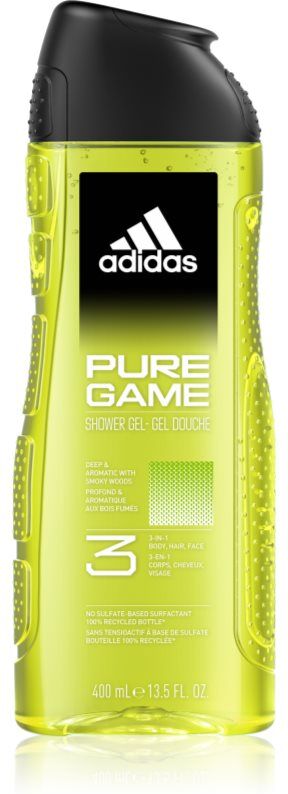 Adidas Pure Game Duschgel für Gesicht, Körper und Haare 3in1 für Herren 400 ml