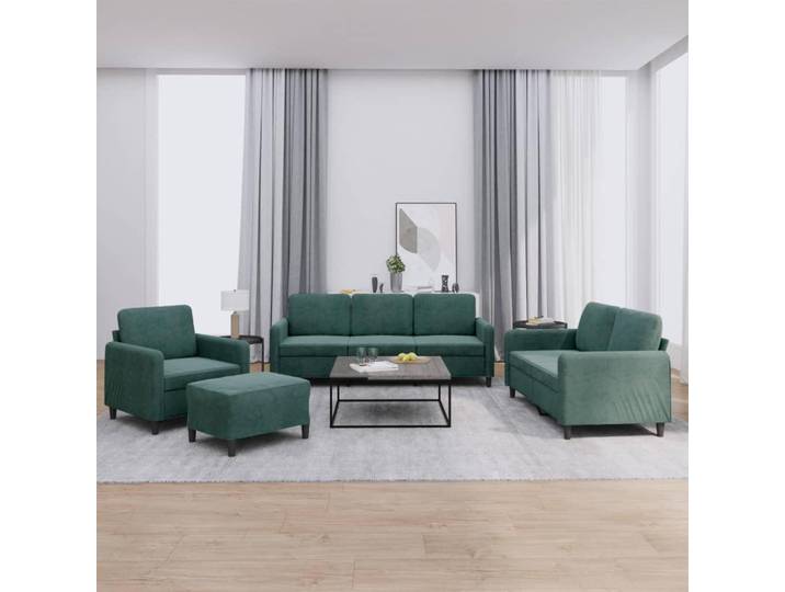 vidaXL Ensemble de canapés 4 pièces vert foncé velours