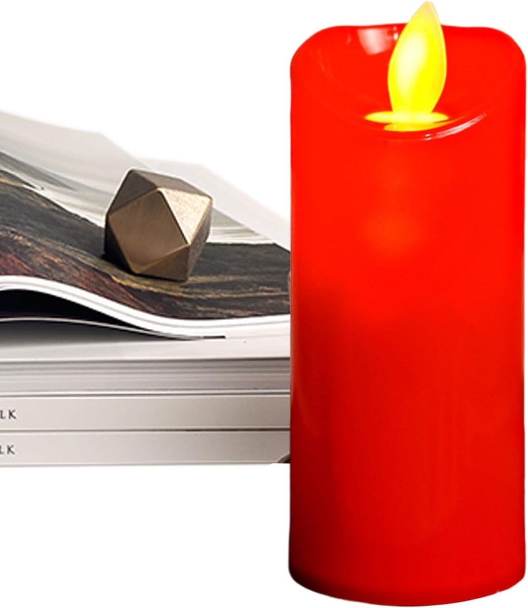 Rode decoratieve LED vlamloze kaarsen met beweegbare vlam, Breedte: 6 cm