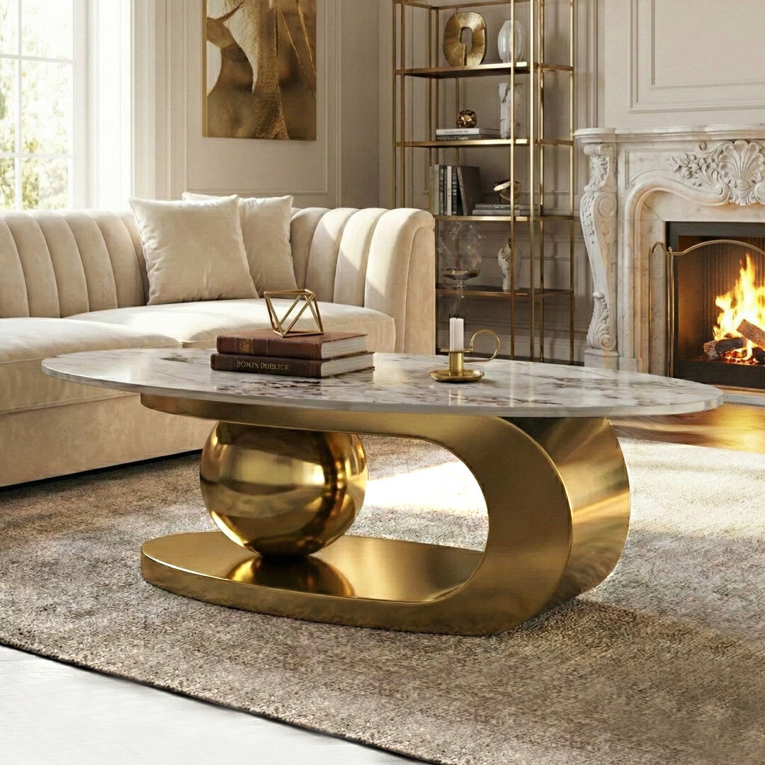 Orren Ellis Coffee Table Grey;White;Brown 40cm H X 130cm W X 70cm D