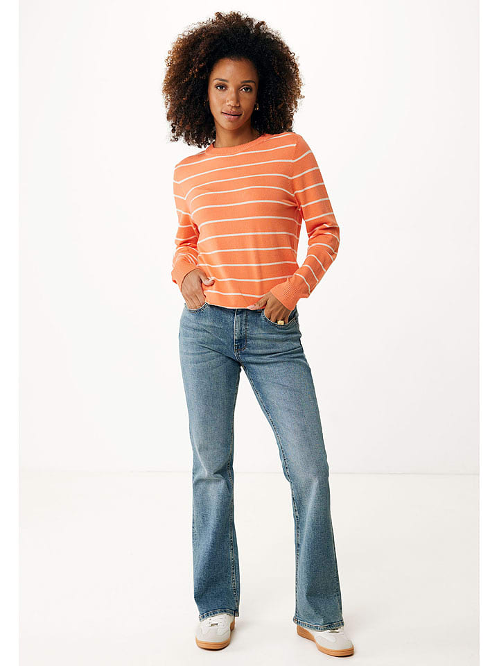Mexx Pullover in Orange/ Weiß - XL