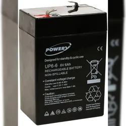 Powery Blei-Gel Akku für Reinigungsmaschinen, Rasenmäher 6V 6Ah (ersetzt auch 4Ah, 4,5Ah)