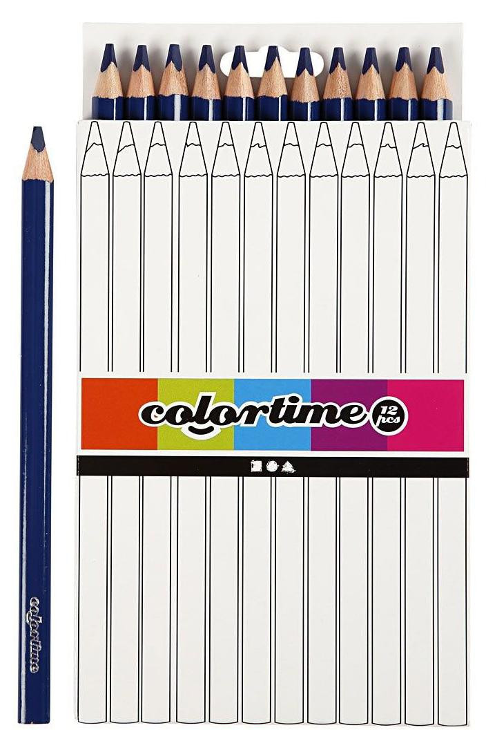 Colortime Jumbo kleurpotloden donkerblauw 12 stuks