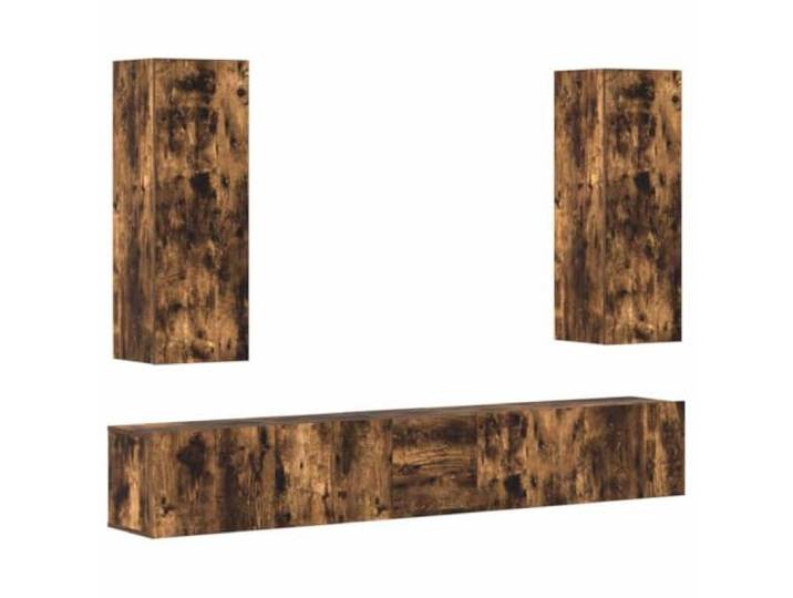 LMTYOENFG 5-tlg. TV-Schrank-Set Hängend Räuchereiche Holzwerkstoff Platzsparende 5-teilige Hänge-Lowboard Kombination für Wohnzimmer und Schlafzimmer mit reichlich Stauraum für Medien.