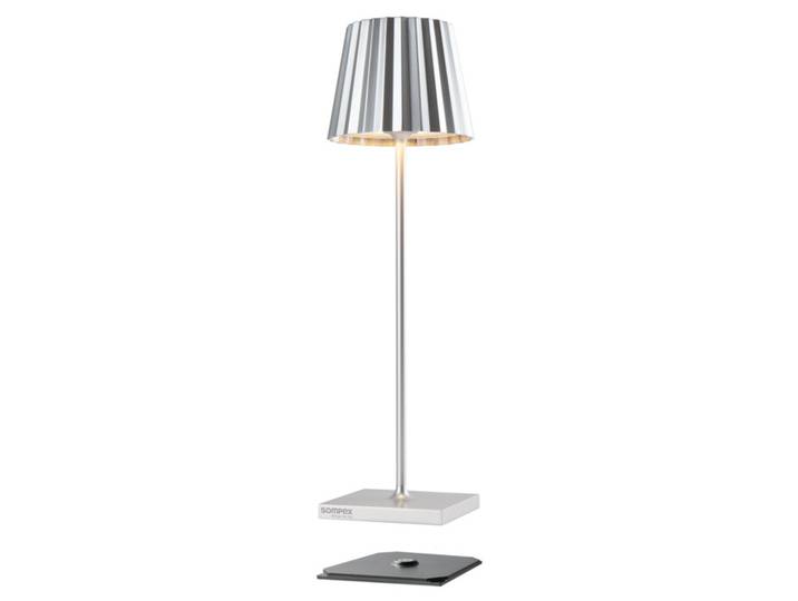LED-Tischleuchte Troll 2.0 sompex silber, Fuß 10x38 cm. Schirm 9xFuß 10 cm