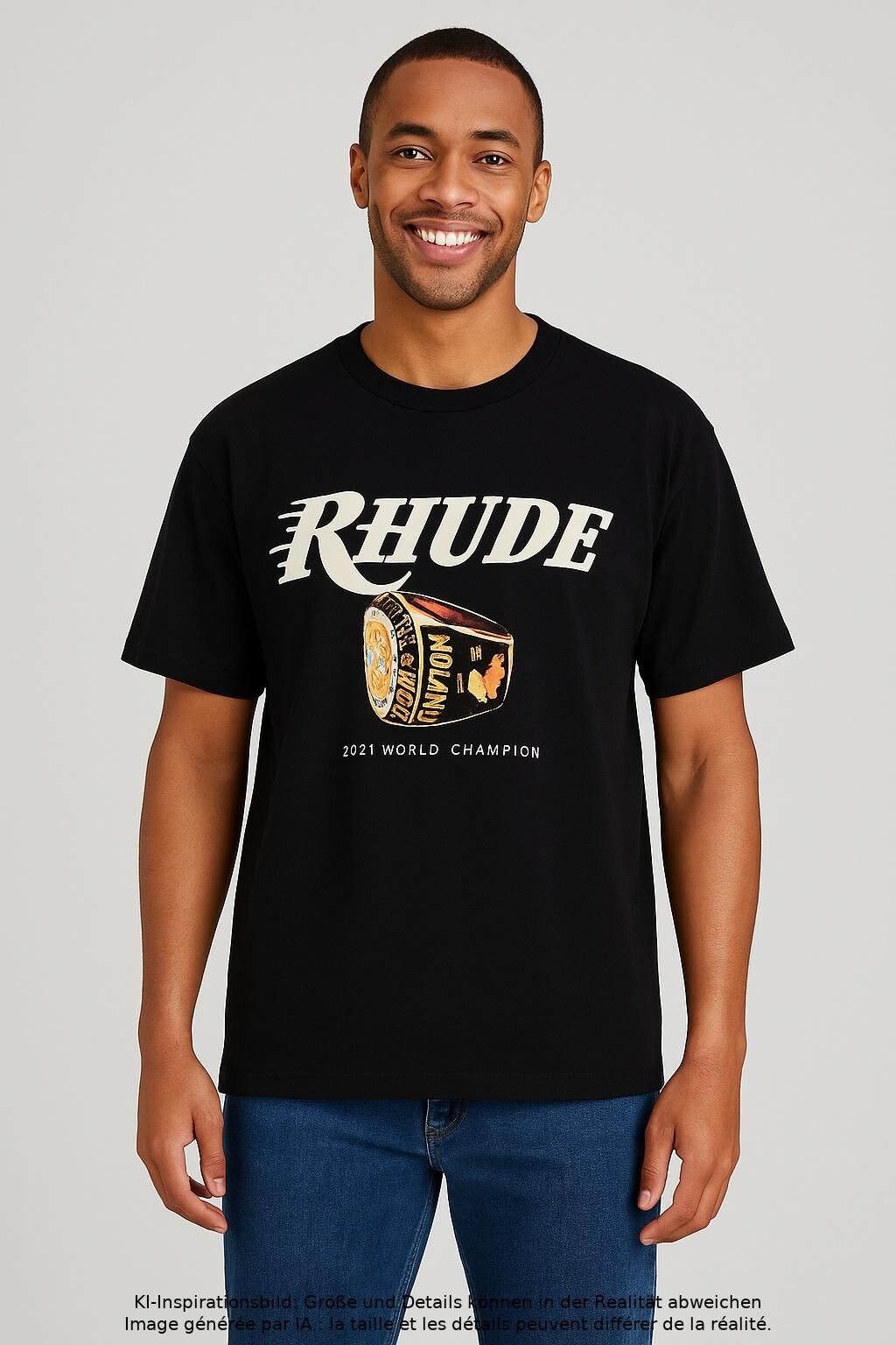Rhude Herren T-Shirt, Schwarz, Gr. XL, Baumwolle - Second Hand