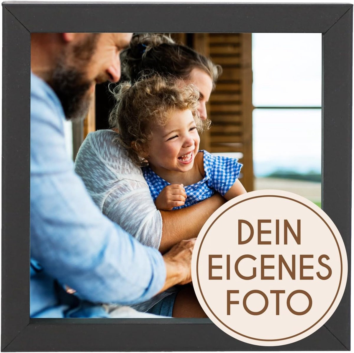 Houten Fotolijst 10x10 cm Vierkant - Zwart - Persoonlijk Cadeau