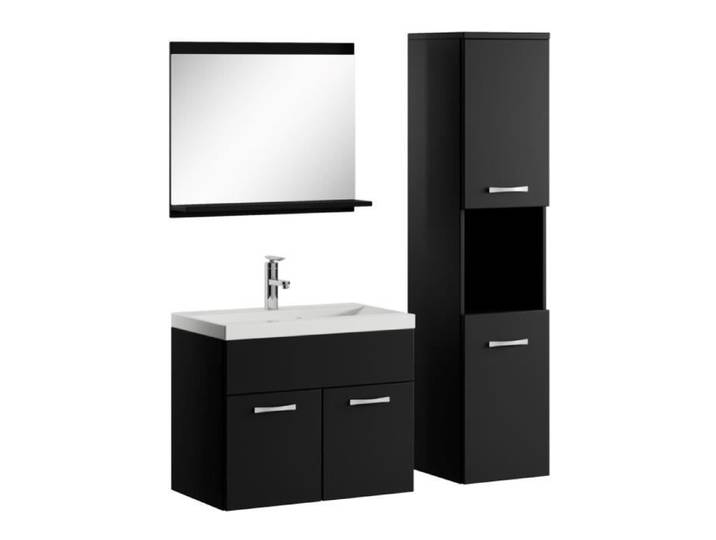 Meuble de salle de bain Montreal 60 cm lavabo Noir mat - Armoire de rangement Meuble lavabo evier Meubles