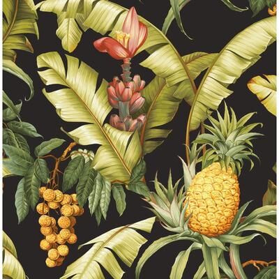 Seabrook Designs Pineapple Floral Unpasted Wallpaper