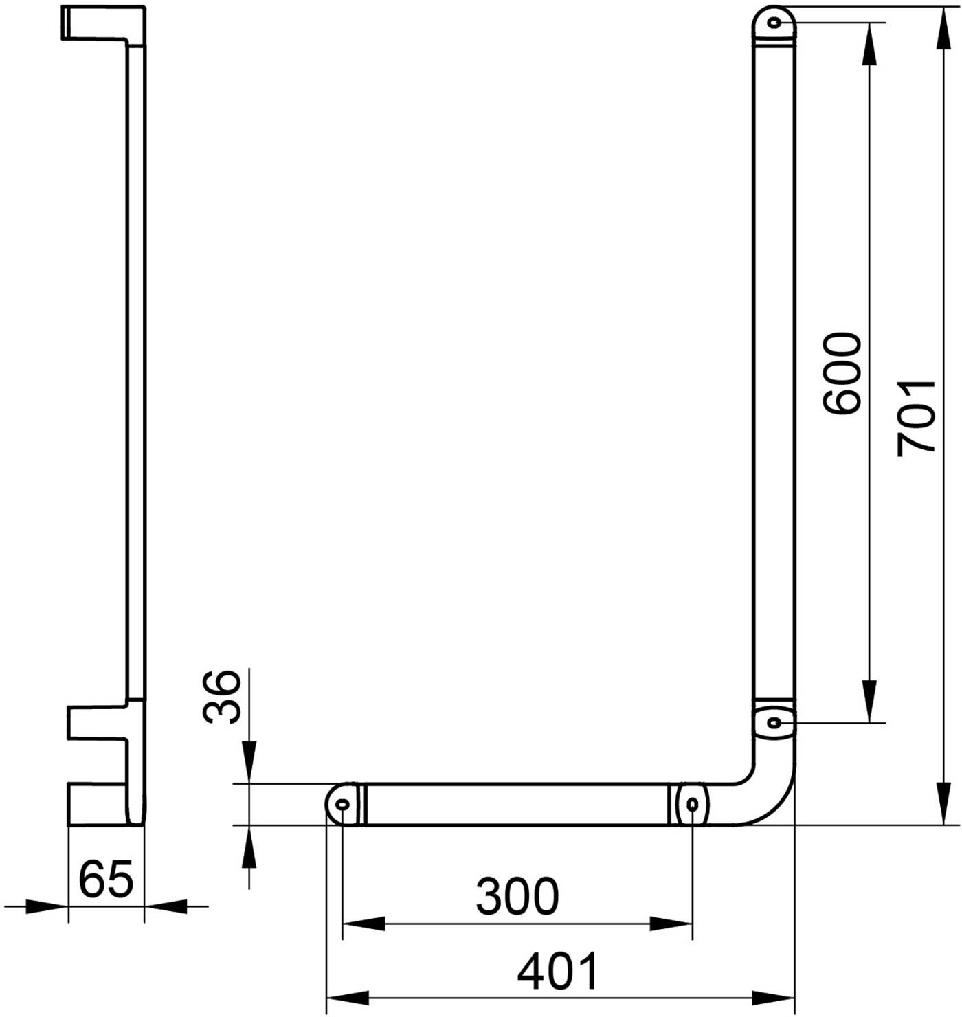 Keuco Elegance Winkelgriff 90° links 30 x 60 cm, Accessoires, 31606010602, chrom