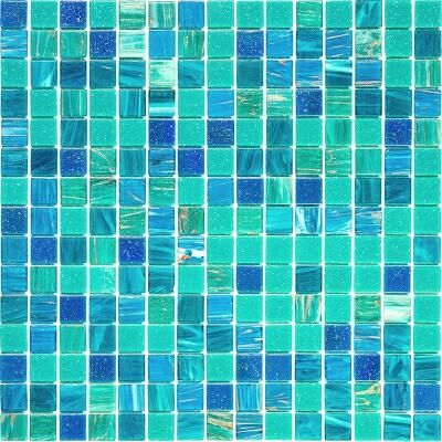 "Apollo tile 12"" x 12"" Mingles Glossy Blue Green Glass Tile (20 sq ft/case) - 20 Pack"
