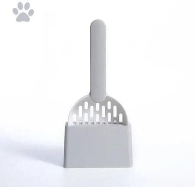 Uplift Picks Long Handle Cat Litter Scoop Set With Base Durable ABS Poop Cleaning Tool gray