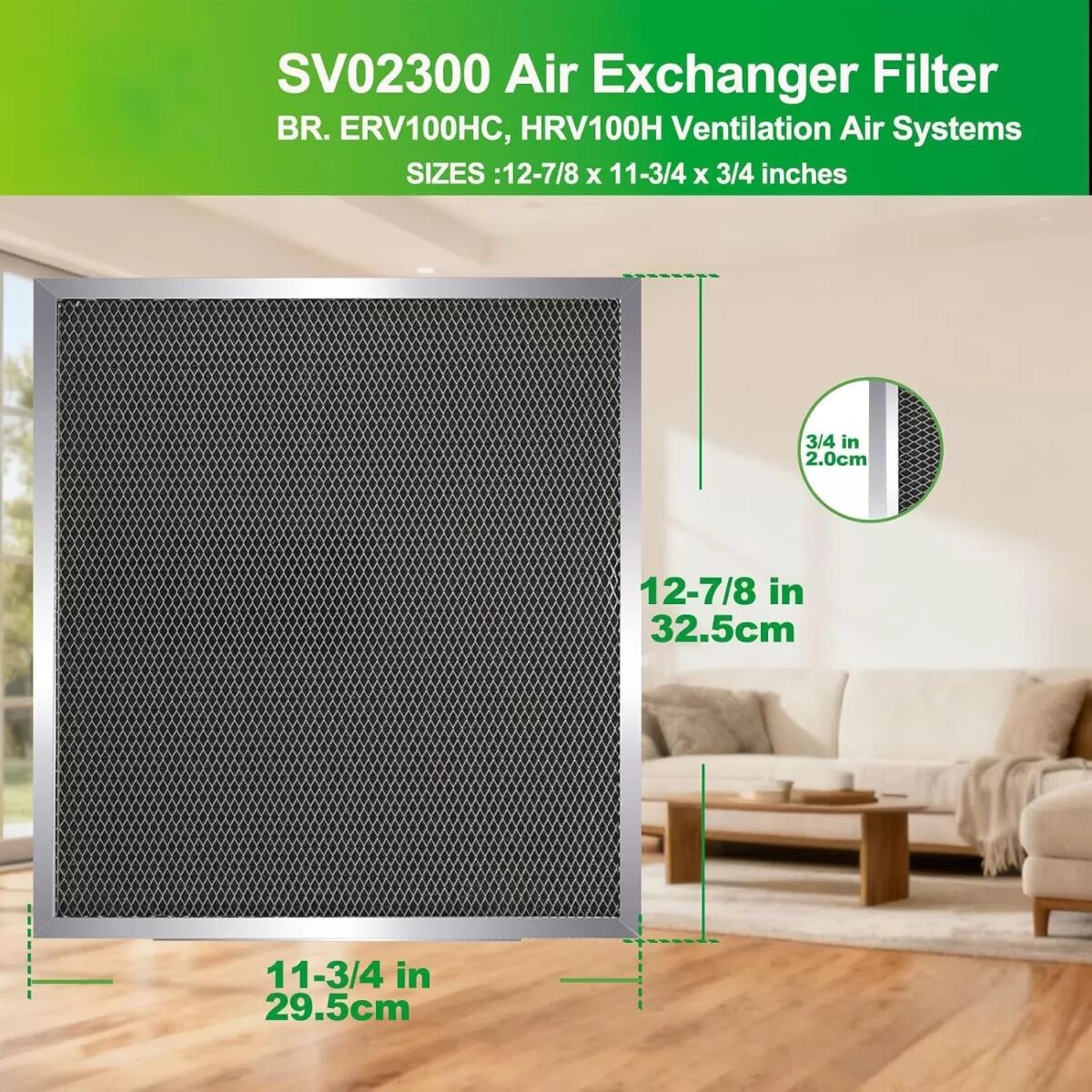 INF Ersatz-Luftfilter 2er-Pack, kompatibel mit Broan ERV100HC und HRV100H – Aluminiumrahmen mit Aktivkohle-Fettfilter