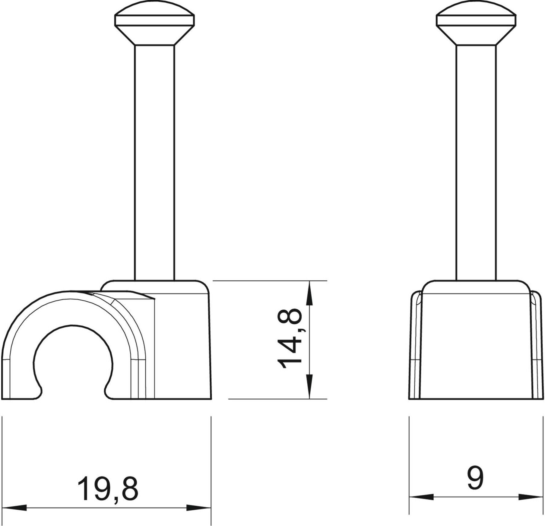 OBO Bettermann ISO-Nagel-Clip 12mm L35 tief-sw 2012 35 SW (2232316)