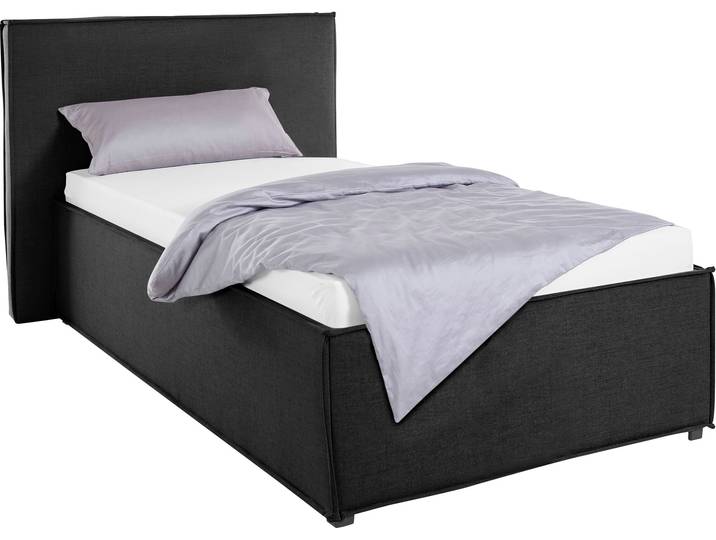 Polsterbett, Polyester, Grau (Anthrazit), 133×213 cm, Mit Kopfteil & Einbaulattenrost, Klassisch, LeGer
