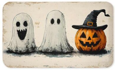 "Stupell Ghost Halloween Themed Printed Anti-Fatigue Floor Mat, 30""x18"""