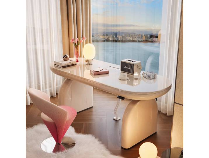 Style italien léger luxe haut de gamme et style crémeux bureau de mouvement bureau d'ordinateur bureaux de chambre bureaux table de réglage de la hauteur