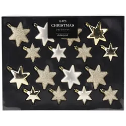 Mojawo 16tlg Weihnachtskugel Christbaumkugeln Baumkugel Set Sterne Champagner