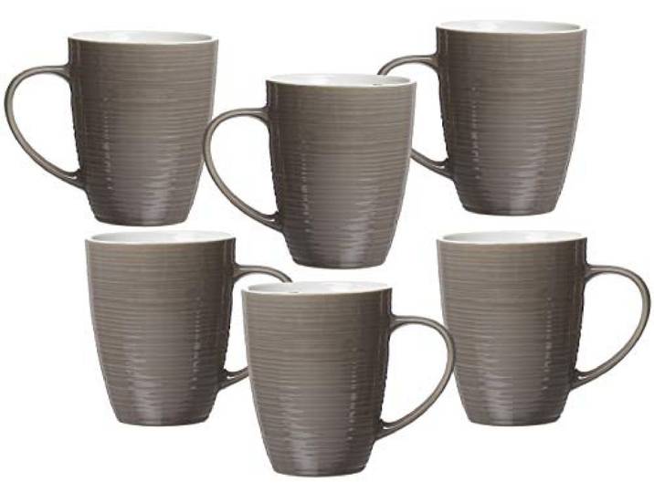 Ritzenhoff & Breker Kaffeebecher-Set Suomi, 6-teilig, je 310 ml, Taupe, Porzellan