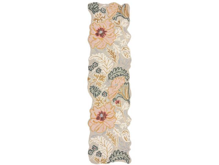 Teppich Sour rosa Blumenmuster Wolle 60 x 230 cm