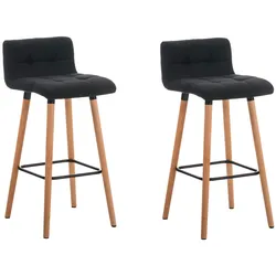 CLP 2er Set Barhocker Lincoln Stoff natura - Farbe: schwarz, Gestellfarbe: natur
