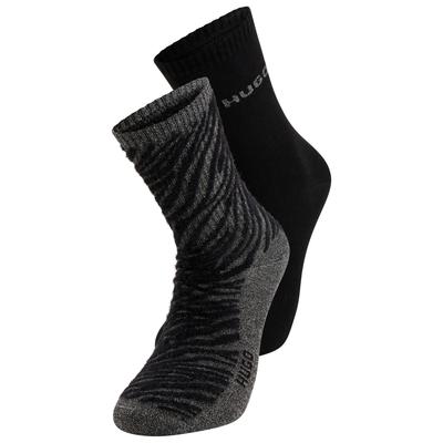 Socken HUGO UNDERWEAR "2P RS ZEBRA CC W", Damen, Gr. 39-42, schwarz (medium grau 031), Polyamidmischung, Socken Socken