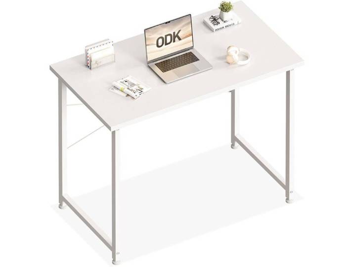 Petit Bureau d'Ordinateur 80 x 40 cm Blanc Bureau compact et polyvalent pour télétravail études et écriture idéal