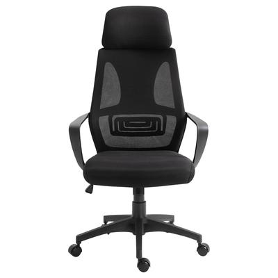 MODFU Bürostuhl aus Polyester in Schwarz mit Wippfunktion, Höhenverstellung und Kopfstütze
