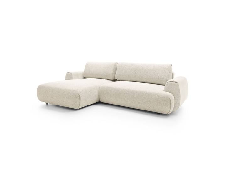 ECKSOFA ZEST Creme Geflochtener Stoff mit Schlaffunktion