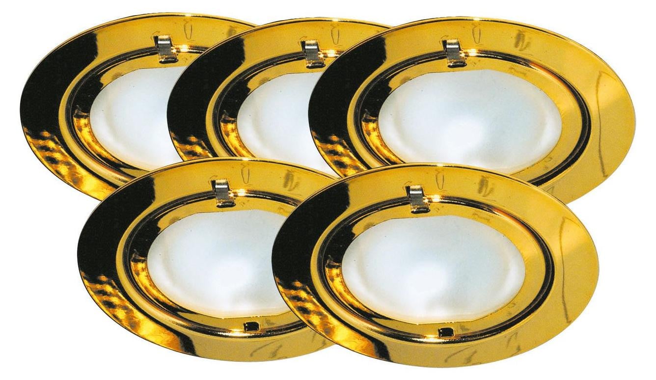 Paulmann Inbouwverlichting set Klipp Klapp, 5x20W, 105VA, 230/12V, G4, 72mm, goud/staalplaat/glas