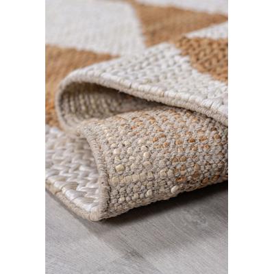 Teppich FLAIR RUGS "Effie Diamond", beige, B:80cm H:5mm L:230cm, Baumwolle, Jute, Teppiche, Teppich, handgeknüpft