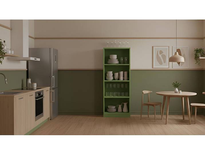 Schmales, farbiges Küchenregal MDF Lackiert Farn­grün