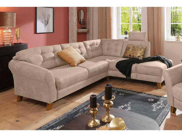 Ecksofa, Luxus-Microfaser, Beige, 260×90 cm, Ottomane Rechts, Modern, Home-affaire