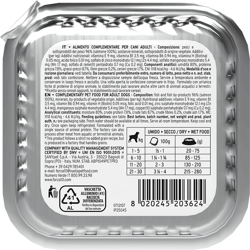 Forza10 Mono Diet Salmone Vaschetta 100G 100G