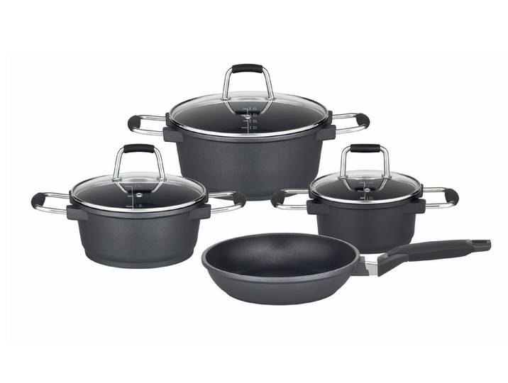 GSW Topf-Set Scala, Aluminiumguss (Set, 7-tlg), Kochtopf-Set aus robustem Aluminium-Guss mit Antihaft-Versiegelung