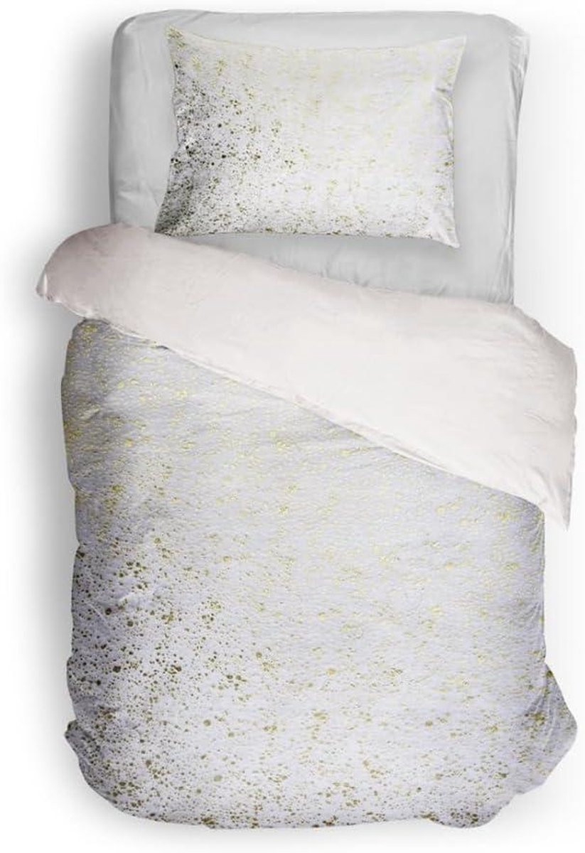 Wit Dekbedovertrek Foil Velvet met Kussensloop en Subtiele Gold Foil - 140 x 200 cm