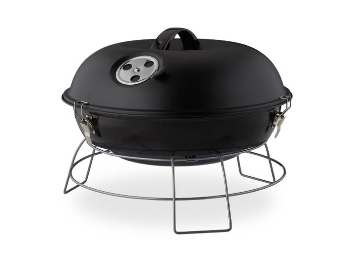 Kugelgrill tragbar Schwarz-Silber