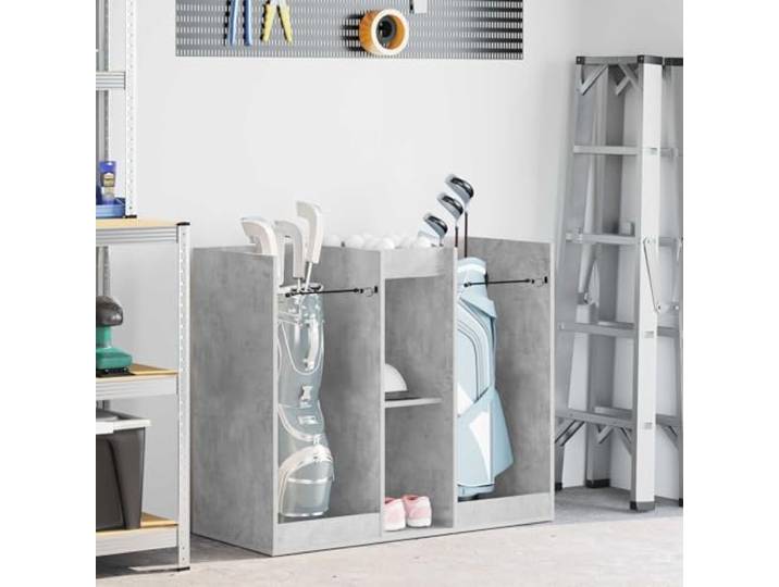 KFPOERTFGD Schrank Beton Grau Golf-Aufbewahrung Holz 102x45x85.5 cm Robustes Metallgestell, Viel Stauraum, Modernes Design, Für den Innenbereich