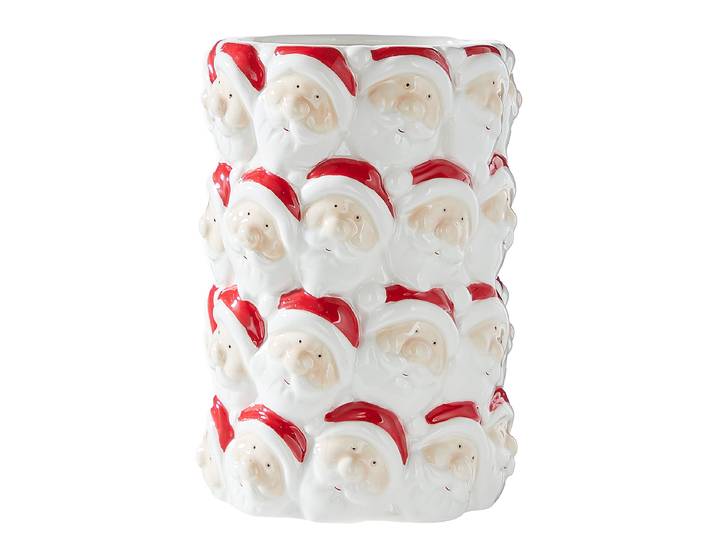 Vase Santa Ø 12cm Weiß/Weiß/Rot