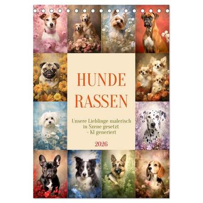 Hunderassen (Tischkalender 2026 DIN A5 hoch), CALVENDO Monatskalender