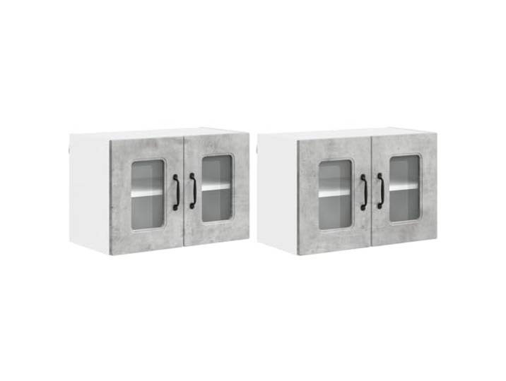 IBUQDDV Küchenschrank Kalmar 2 STK. Betongrau Holzwerkstoff Rechteckige Form, glatte Oberfläche, stabiler Rahmen, schneller Einbau, Innenbereich Küche, trockenes Tuch