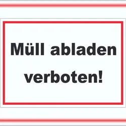 HB-Druck Müll abladen verboten Aufkleber A9 (37x52mm)