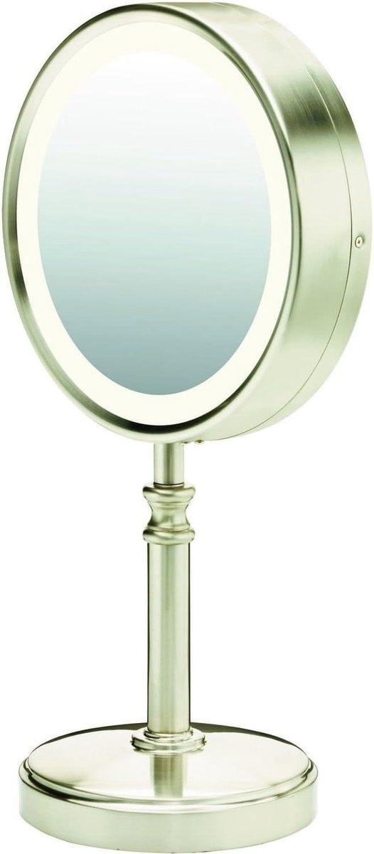 Verlichte Make-up Spiegel - Dubbelzijdig - Nikkel - Hoogte: 40,6 cm
