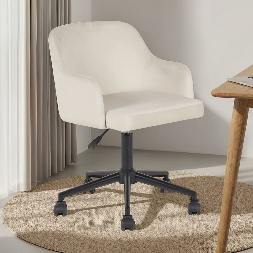 IDIMEX Chaise de bureau en velours avec accoudoirs, beige Beige 57x87x56cm